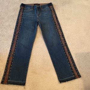 Cropped jeans by Liverpool. Size 4. EUC. Raw hem. Stud details.